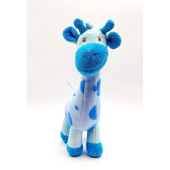 Gitzy Baby Plush Giraffe 10" Rattle Blue Stuffed Toy - Picture 2 of 4